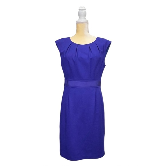 Trina TurkCobalt Blue Sheath Dress Size 8 Jersey Fabric Sleeveless Knee Length - Picture 3 of 9